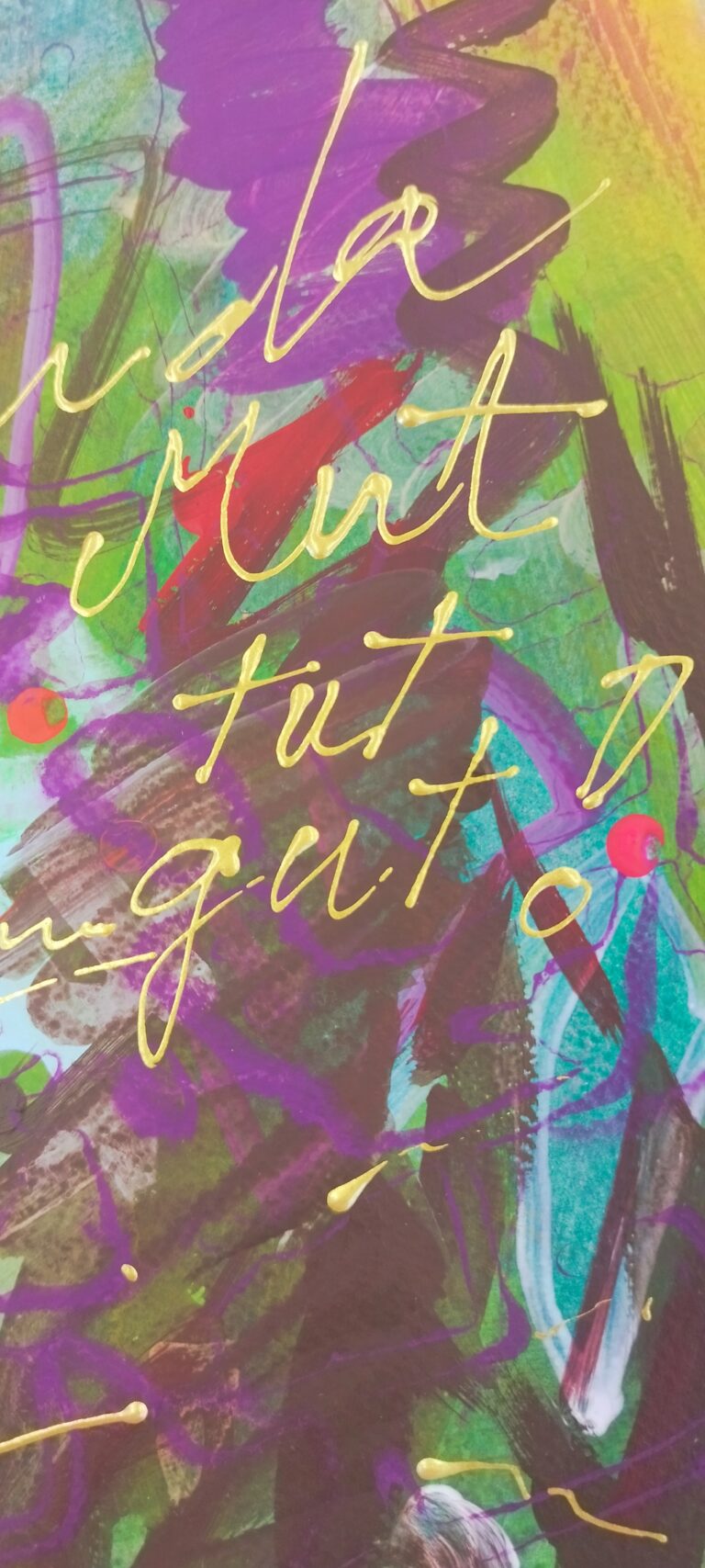 a close up of a painting
